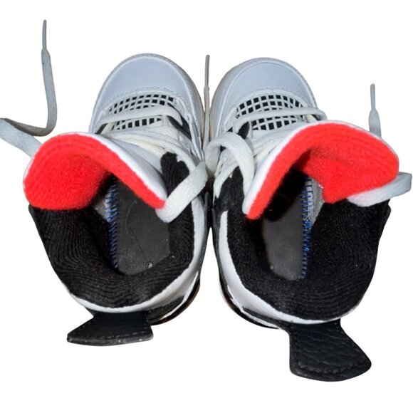 Jordan Toddler White Black Orange Air Retro 4 High Top Sneakers 5C - Picture 6 of 8